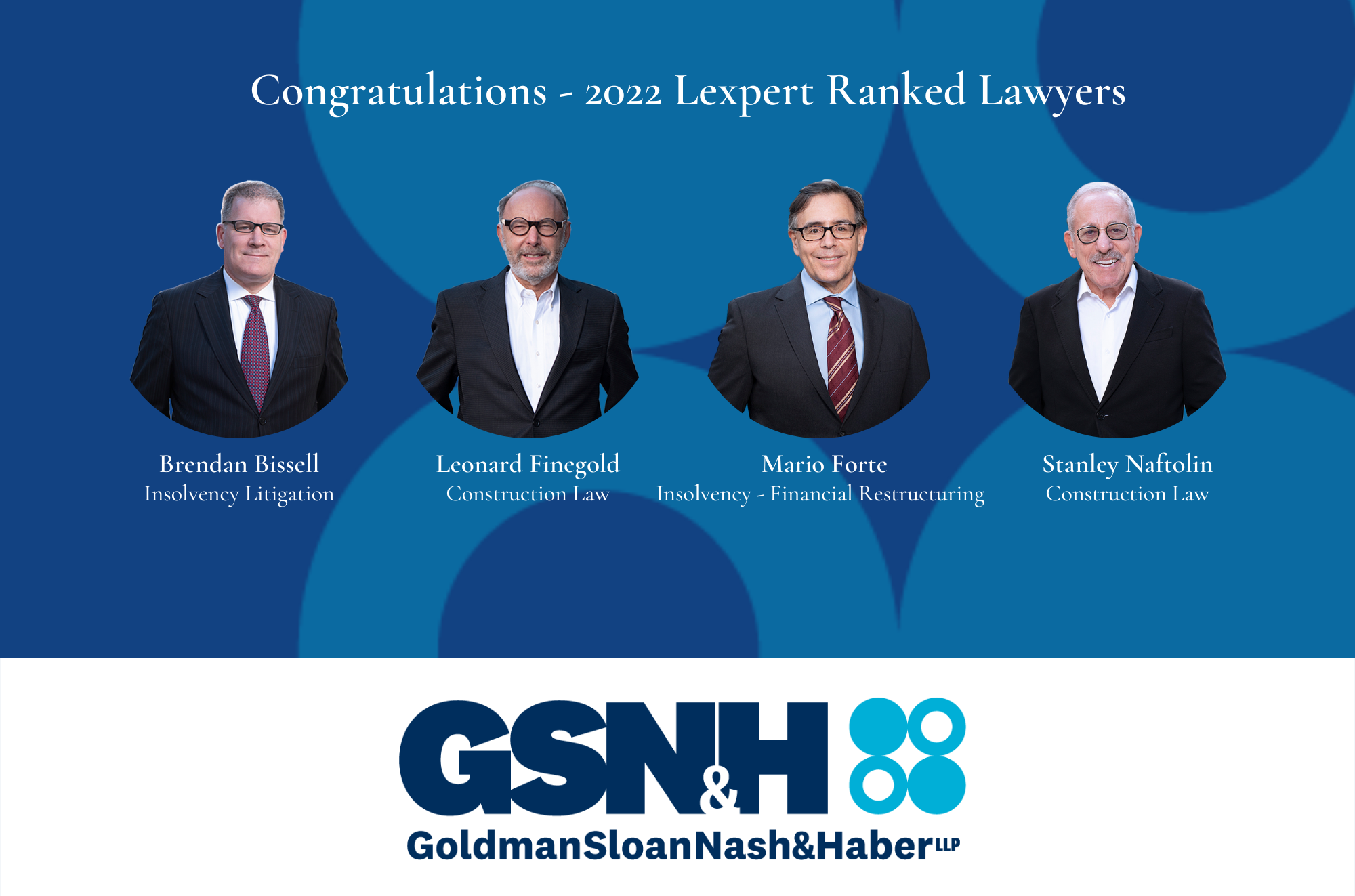 Four Lexpert lawyers in a row as a congratulatory banner